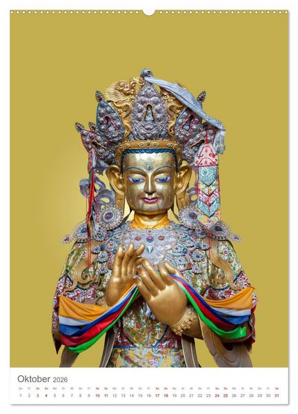 Produktbild: Buddha tr&auml;gt Gold (hochwertiger Premium Wandkalender 2026 DIN A2 hoch), Kunstdruck in Hochglanz