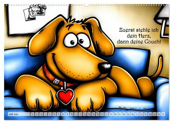 Produktbild: Hundespr&uuml;che (Wandkalender 2026 DIN A2 quer), CALVENDO Monatskalender