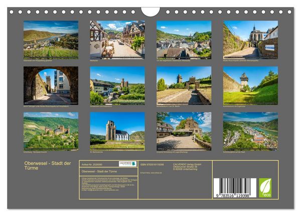 Produktbild: Oberwesel - Stadt der T&uuml;rme (Wandkalender 2026 DIN A4 quer), CALVENDO Monatskalender