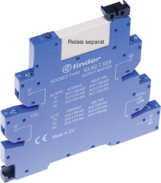 Finder 93.62.7.024 Relaissockel mit Haltebügel, mit LED, mit EMV-Entstörbeschaltung Passend für Serie (Relais): Serie 34 Finder