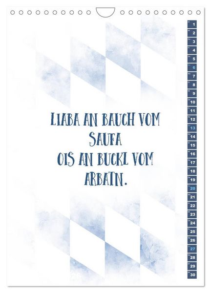 Produktbild: BAYRISCH Z&uuml;nftige Spr&uuml;che (Wandkalender 2026 DIN A4 hoch), CALVENDO Monatskalender