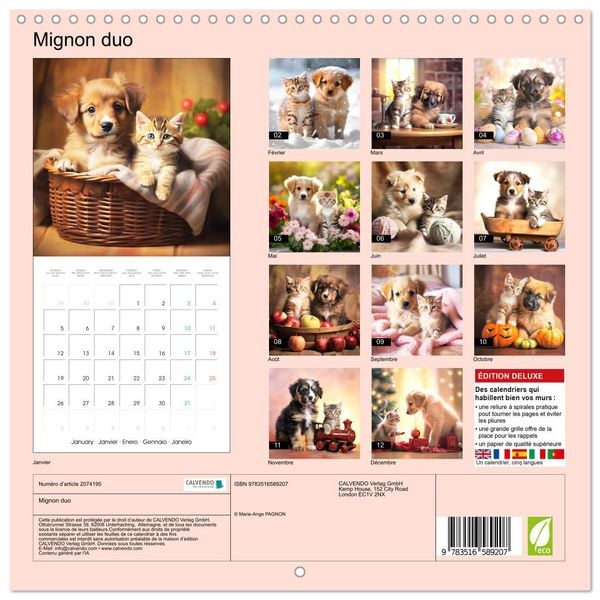 Produktbild: Mignon duo (Calendrier mural carr&eacute; 2026 30x30 cm) Calendrier double avec une page pour vos prises de notes