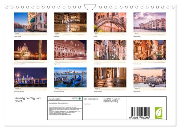 Produktbild: Venedig bei Tag und Nacht (Wandkalender 2026 DIN A4 quer), CALVENDO Monatskalender