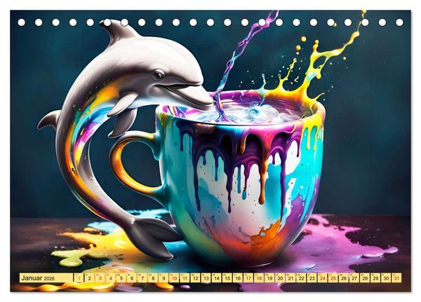 Produktbild: Tierische Kaffeestunden (Tischkalender 2026 DIN A5 quer), CALVENDO Monatskalender