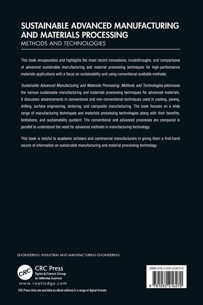 Produktbild: Sustainable Advanced Manufacturing and Materials Processing