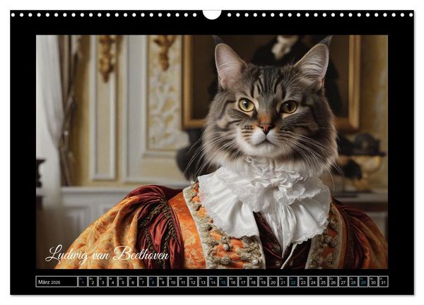 Produktbild: Katzen der Ber&uuml;hmtheiten - Ein Jahr voller ikonischer Schnurrhaare (Wandkalender 2026 DIN A3 quer), CALVENDO Monatskalender