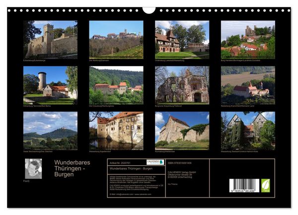 Produktbild: Wunderbares Th&uuml;ringen - Burgen (Wandkalender 2026 DIN A3 quer), CALVENDO Monatskalender