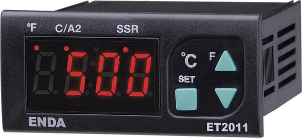 Produktbild: Enda ET2011-T-230 PID Temperaturregler J, K, T, S, R 0 bis +1700 &deg;C Relais 8 A, SSR (L x B x H) 71 x 77 x 35 mm
