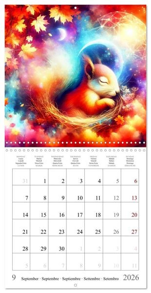 Produktbild: Magie de l'&eacute;cureuil (Calendrier mural carr&eacute; 2026 30x30 cm) Calendrier double avec une page pour vos prises de notes