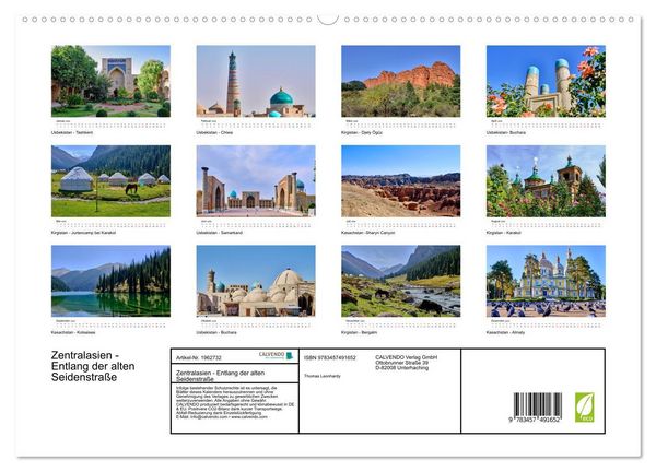 Produktbild: Zentralasien - Entlang der alten Seidenstra&szlig;e (hochwertiger Premium Wandkalender 2026 DIN A2 quer), Kunstdruck in Hochglanz