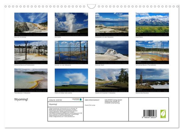 Produktbild: Wyoming! (Wandkalender 2026 DIN A3 quer), CALVENDO Monatskalender