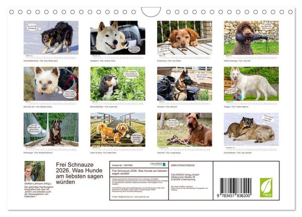 Produktbild: Frei Schnauze 2026. Was Hunde am liebsten sagen w&uuml;rden (Wandkalender 2026 DIN A4 quer), CALVENDO Monatskalender