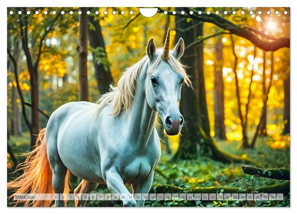 Produktbild: Einhorn Zauberwelt - Die m&auml;rchenhafte Welt der KI Einh&ouml;rner (Wandkalender 2026 DIN A4 quer), CALVENDO Monatskalender