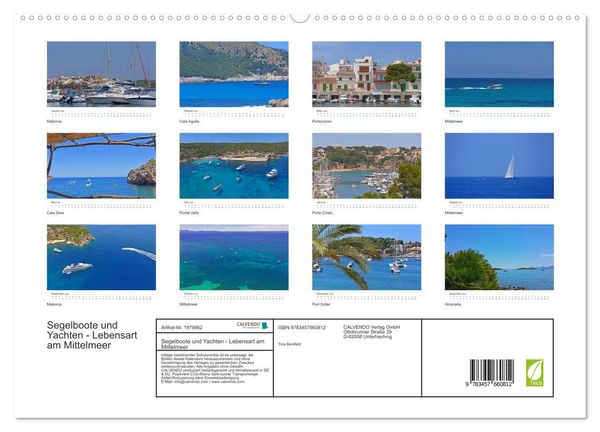 Produktbild: Segelboote und Yachten - Lebensart am Mittelmeer (hochwertiger Premium Wandkalender 2026 DIN A2 quer), Kunstdruck in Hochglanz