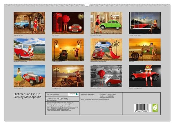 Produktbild: Oldtimer und Pin-Up Girls by Mausopardia (hochwertiger Premium Wandkalender 2026 DIN A2 quer), Kunstdruck in Hochglanz