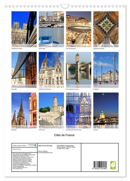 Produktbild: Cit&eacute;s de France (Calendrier mural 2026 DIN A3 horizontal), CALVENDO calendrier mensuel