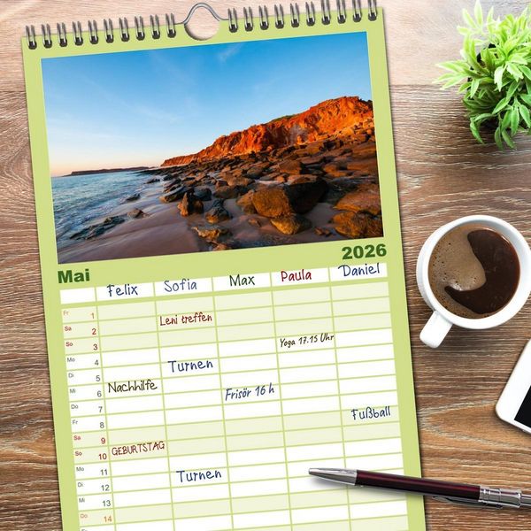 Produktbild: Familienplaner 2026 - Australien - Travel The Gravel mit 5 Spalten (Wandkalender, 21 x 45 cm) CALVENDO
