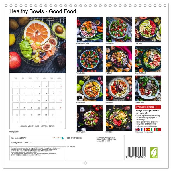Produktbild: Healthy Bowls - Good Food (Wall Calendar 2026 12 &times; 12 Inch) CALVENDO 12 Month Wall Calendar