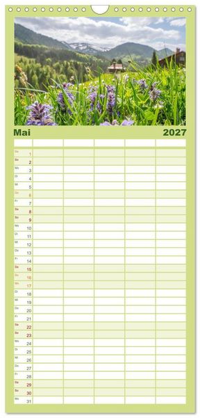 Produktbild: Familienplaner 2027 - Naturwunder Berge mit 5 Spalten (Wandkalender, 21 x 45 cm) CALVENDO