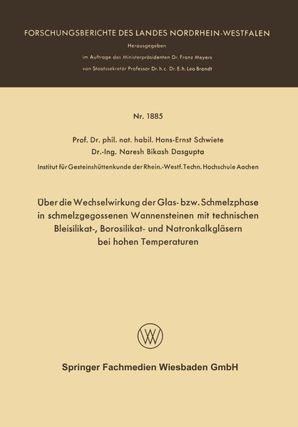 Produktbild: &Uuml;ber die Wechselwirkung der Glas- bzw. Schmelzphase in schmelzgegossenen Wannensteinen mit technischen Bleisilikat-, Borosilikat- und Natronkalkgl&auml;ser