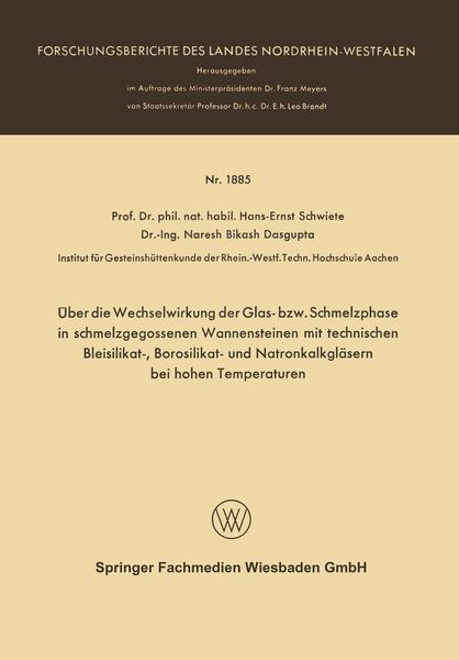 Produktbild: &Uuml;ber die Wechselwirkung der Glas- bzw. Schmelzphase in schmelzgegossenen Wannensteinen mit technischen Bleisilikat-, Borosilikat- und Natronkalkgl&auml;sern bei hohen Temperaturen