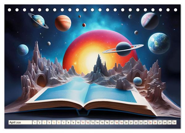 Produktbild: Fantasy-B&uuml;cher Sch&ouml;nheit des Universums (Tischkalender 2026 DIN A5 quer), CALVENDO Monatskalender