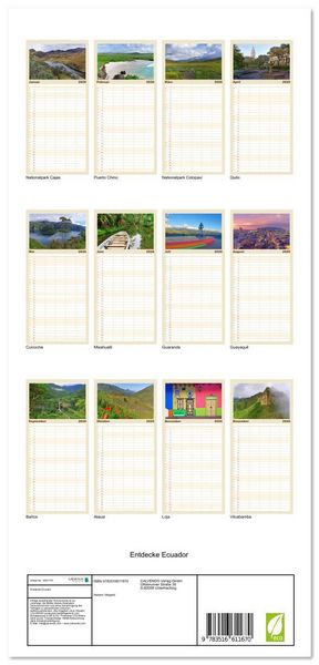 Produktbild: Familienplaner 2026 - Entdecke Ecuador mit 5 Spalten (Wandkalender, 21 x 45 cm) CALVENDO