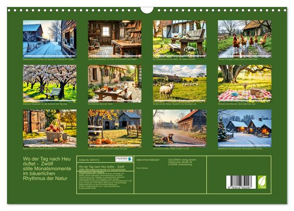 Produktbild: Wo der Tag nach Heu duftet - Zw&ouml;lf stille Monatsmomente im b&auml;uerlichen Rhythmus der Natur (Wandkalender 2026 DIN A3 quer), CALVENDO Monatskalender