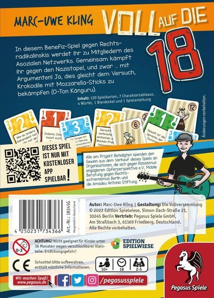 Pegasus 18345G - Voll auf die 18, Das Känguru-Kartenspiel, Edition Spielwiese