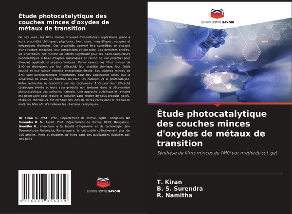 Produktbild: &Eacute;tude photocatalytique des couches minces d'oxydes de m&eacute;taux de transition
