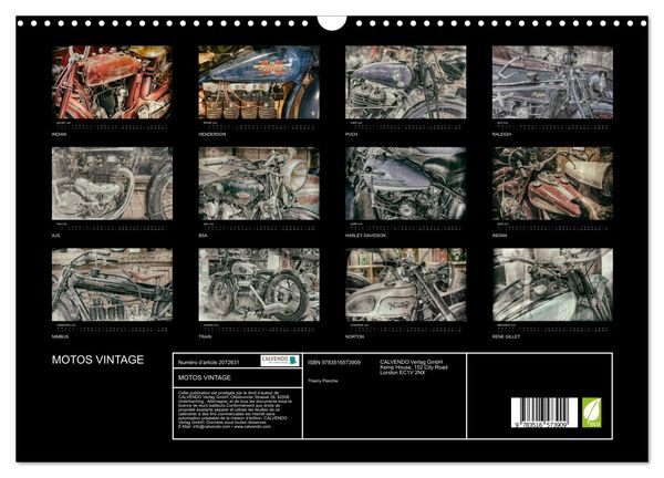 Produktbild: MOTOS VINTAGE (Calendrier mural 2026 DIN A3 vertical), CALVENDO calendrier mensuel