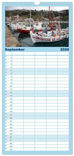 Produktbild: Familienplaner 2026 - Al&oacute;nnisos, Ski&aacute;thos, Sk&oacute;pelos mit 5 Spalten (Wandkalender, 21 x 45 cm) CALVENDO