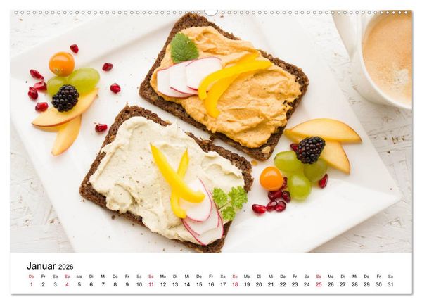 Produktbild: Vegane Gerichte. Abwechslungsreich, kreativ und k&ouml;stlich (Wandkalender 2026 DIN A2 quer), CALVENDO Monatskalender