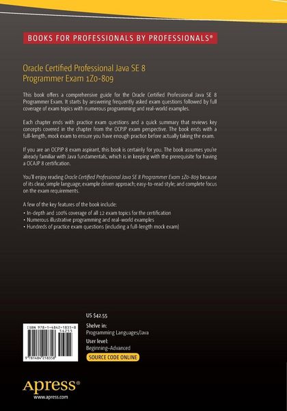 Produktbild: Oracle Certified Professional Java SE 8 Programmer Exam 1Z0-809: A Comprehensive OCPJP 8 Certification Guide