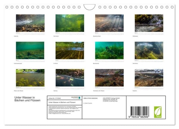 Produktbild: Unter Wasser in B&auml;chen und Fl&uuml;ssen (Wandkalender 2026 DIN A4 quer), CALVENDO Monatskalender