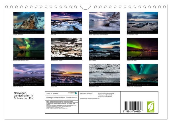 Produktbild: Norwegen, Landschaften in Schnee und Eis (Wandkalender 2026 DIN A4 quer), CALVENDO Monatskalender