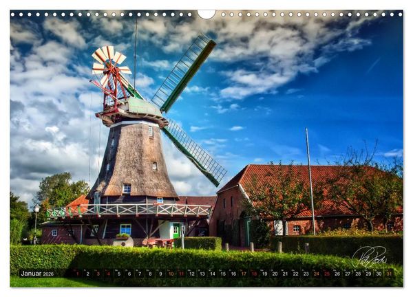 Produktbild: Friesland - Die Friesische M&uuml;hlenstra&szlig;e (Wandkalender 2026 DIN A3 quer), CALVENDO Monatskalender