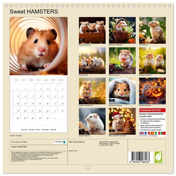 Produktbild: Sweet HAMSTERS (Wall Calendar 2026 12 &times; 12 Inch) CALVENDO 12 Month Wall Calendar