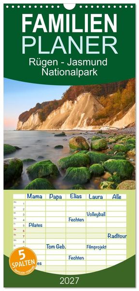 Produktbild: Familienplaner 2027 - R&uuml;gen - Jasmund Nationalpark mit 5 Spalten (Wandkalender, 21 x 45 cm) CALVENDO