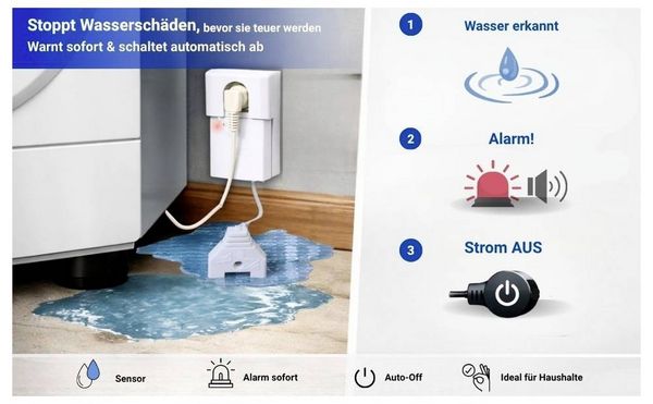 Produktbild: Schabus 300260 Aquastopp SHT 216 Wassermelder mit externem Sensor netzbetrieben