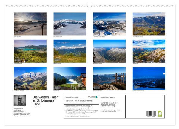 Produktbild: Die weiten T&auml;ler im Salzburger Land (Wandkalender 2026 DIN A2 quer), CALVENDO Monatskalender