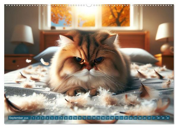 Produktbild: Katzenlaunen - Durch das Jahr mit Fluff und Grummeln (hochwertiger Premium Wandkalender 2026 DIN A2 quer), Kunstdruck in Hochglanz