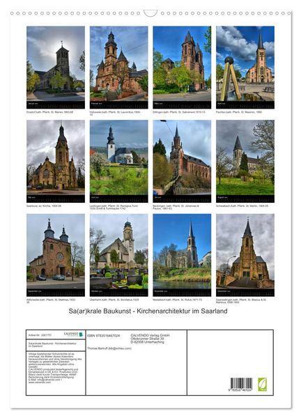 Produktbild: Sa(ar)krale Baukunst - Kirchenarchitektur im Saarland (Wandkalender 2026 DIN A2 hoch), CALVENDO Monatskalender
