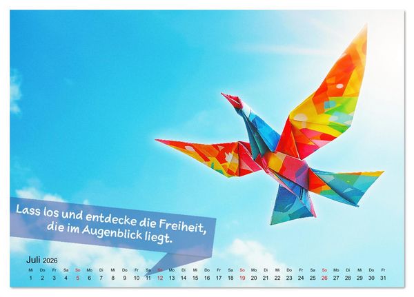 Produktbild: Origami Kalender der Achtsamkeit - Achtsamkeitskalender (Tischkalender 2026 DIN A5 quer), CALVENDO Monatskalender