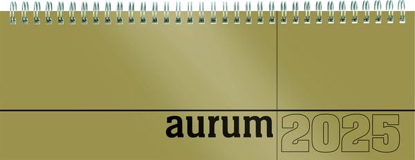 Tisch-Querkalender aurum 2025 - Büro-Planer 29,7x10,5 cm - Tisch-Kalender - 1 Woche 2 Seiten - gold - Ringbindung - Zett