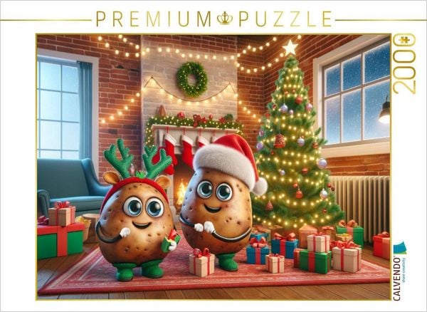 CALVENDO Puzzle Weihnachtszauber im Wohnzimmer: Die festlichen Couch-Potatoes | 2000 Teile Lege-Größe 90x67cm Foto-Puzzle für glückliche Stunden