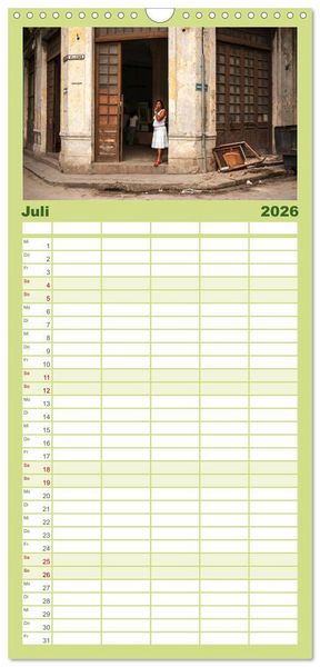 Produktbild: Familienplaner 2026 - Kuba &bull; Impressionen mit 5 Spalten (Wandkalender, 21 x 45 cm) CALVENDO