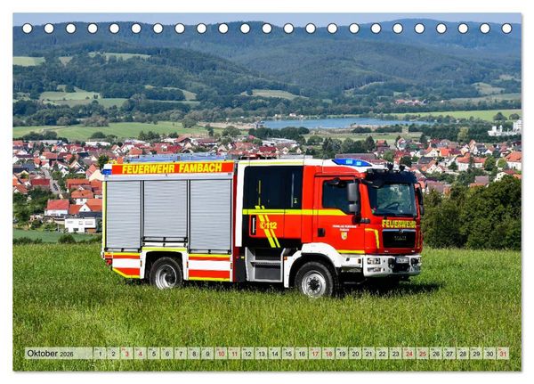 Produktbild: Feuerwehrfahrzeuge (Tischkalender 2026 DIN A5 quer), CALVENDO Monatskalender