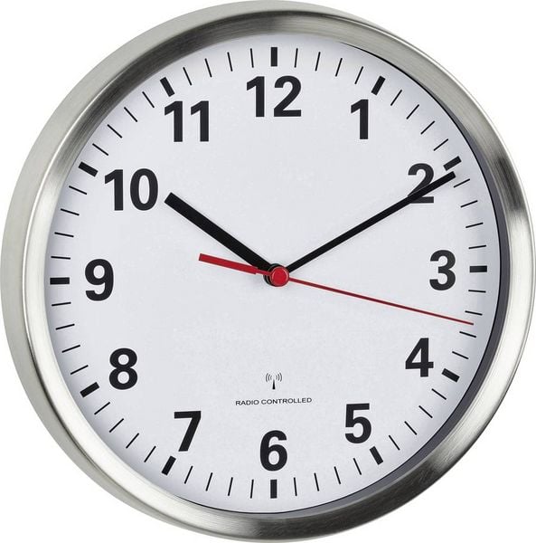 Produktbild: TFA Dostmann 60.3529.02 Funk Wanduhr 22 cm x 45 mm Aluminium Leisegang-Uhrwerk, Energiesparfunktion