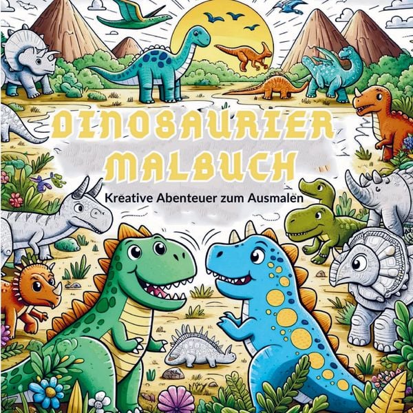 Produktbild: Dinosaurier Malbuch f&uuml;r Jungen: Urzeit-Abenteuer zum Ausmalen!